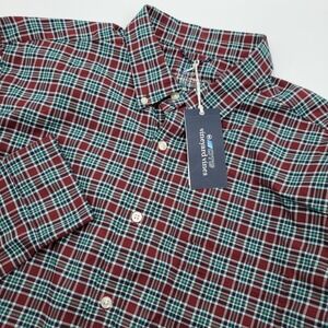 Vineyard Vines On-The-Go Performance Plaid Shirt XL Crimson Red brrr Cooling NEW